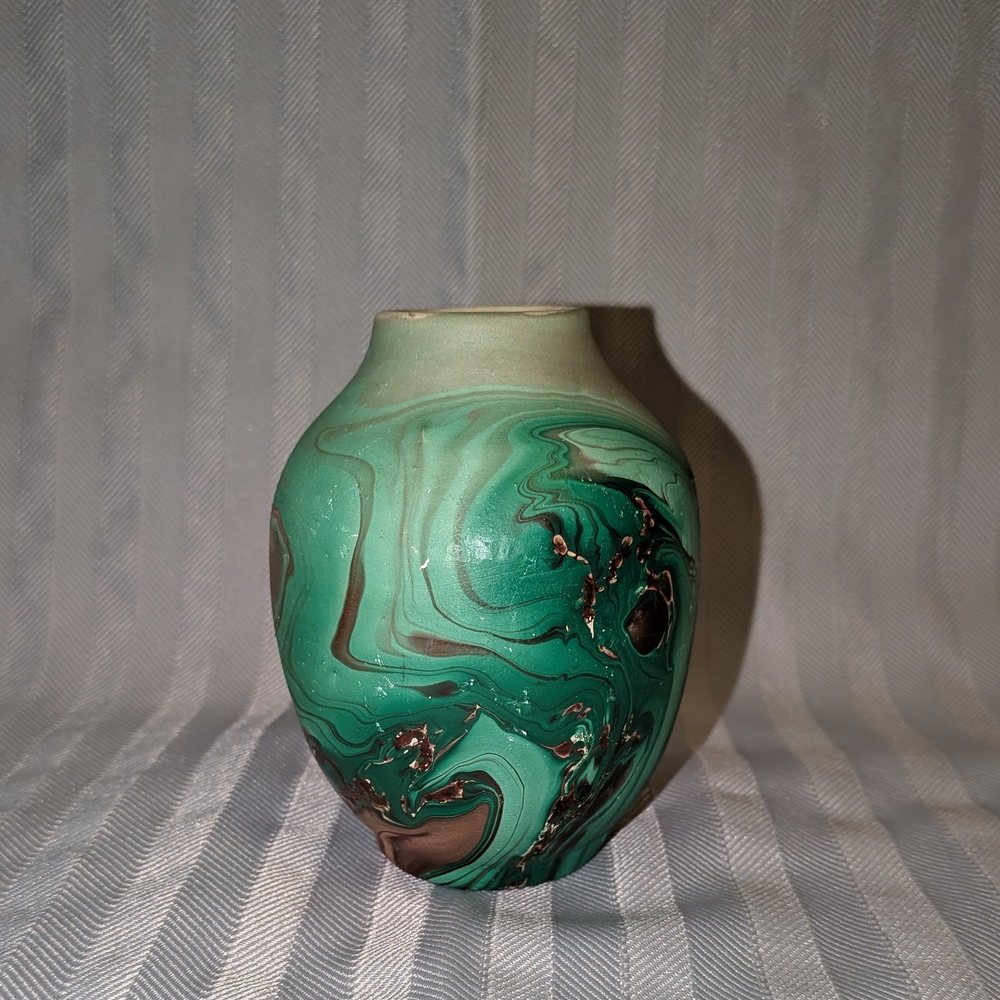 Gorgeous Green and Brown Swirled Vase